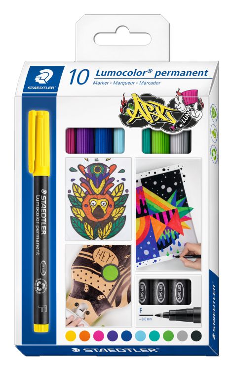 ΜΑΡΚΑΔΟΡΟΙ ΑΝΕΞΙΤΗΛΟΙ 10ΧΡΩΜΑΤΑ F LUMOCOLOR STAEDTLER